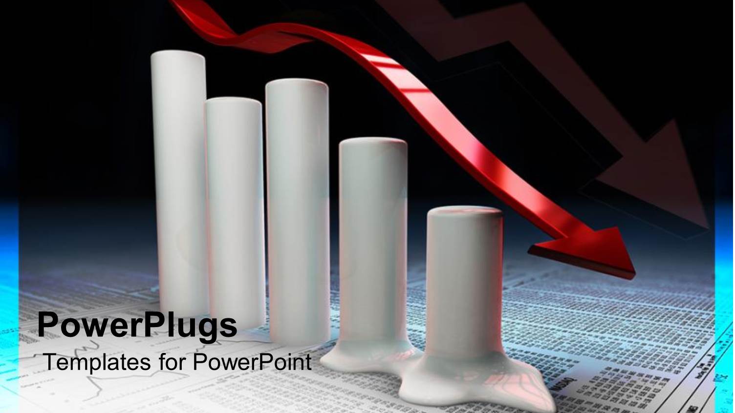 Cylindrical Bar Chart Melting on a Paper with Lots of Numbers