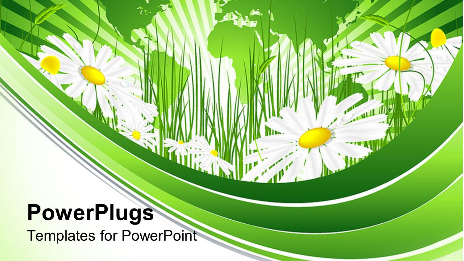 Daisies and Grass, Green Map Background