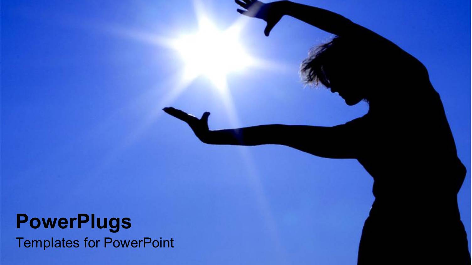 Dancing Silhouette Embracing Sun, Clear Blue Sky