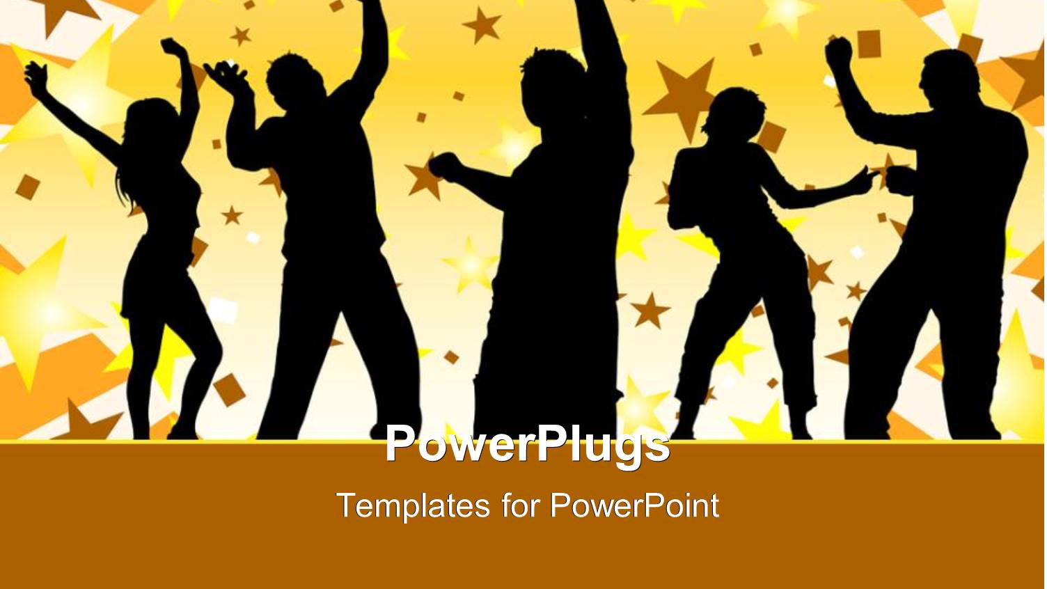 Dancing Silhouettes in Front of Gold and Brown Stars Background