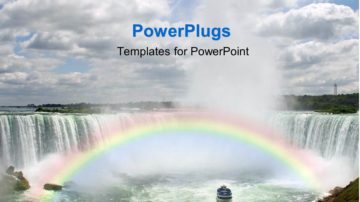 Day Time View of Niagara Falls with a Rainbow