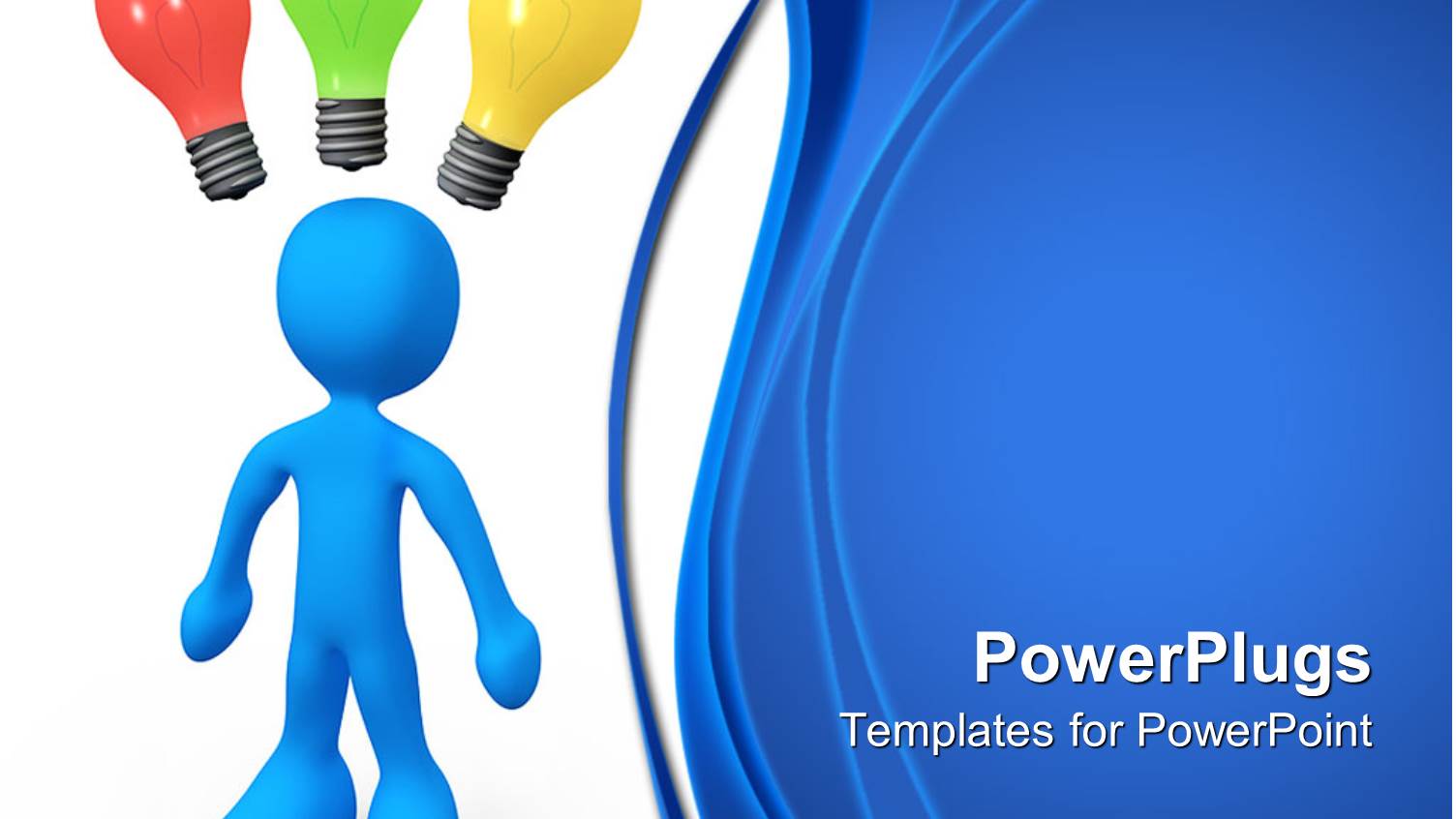 Decision Making Metaphor with Blue Man with Light Bulbs Over Head