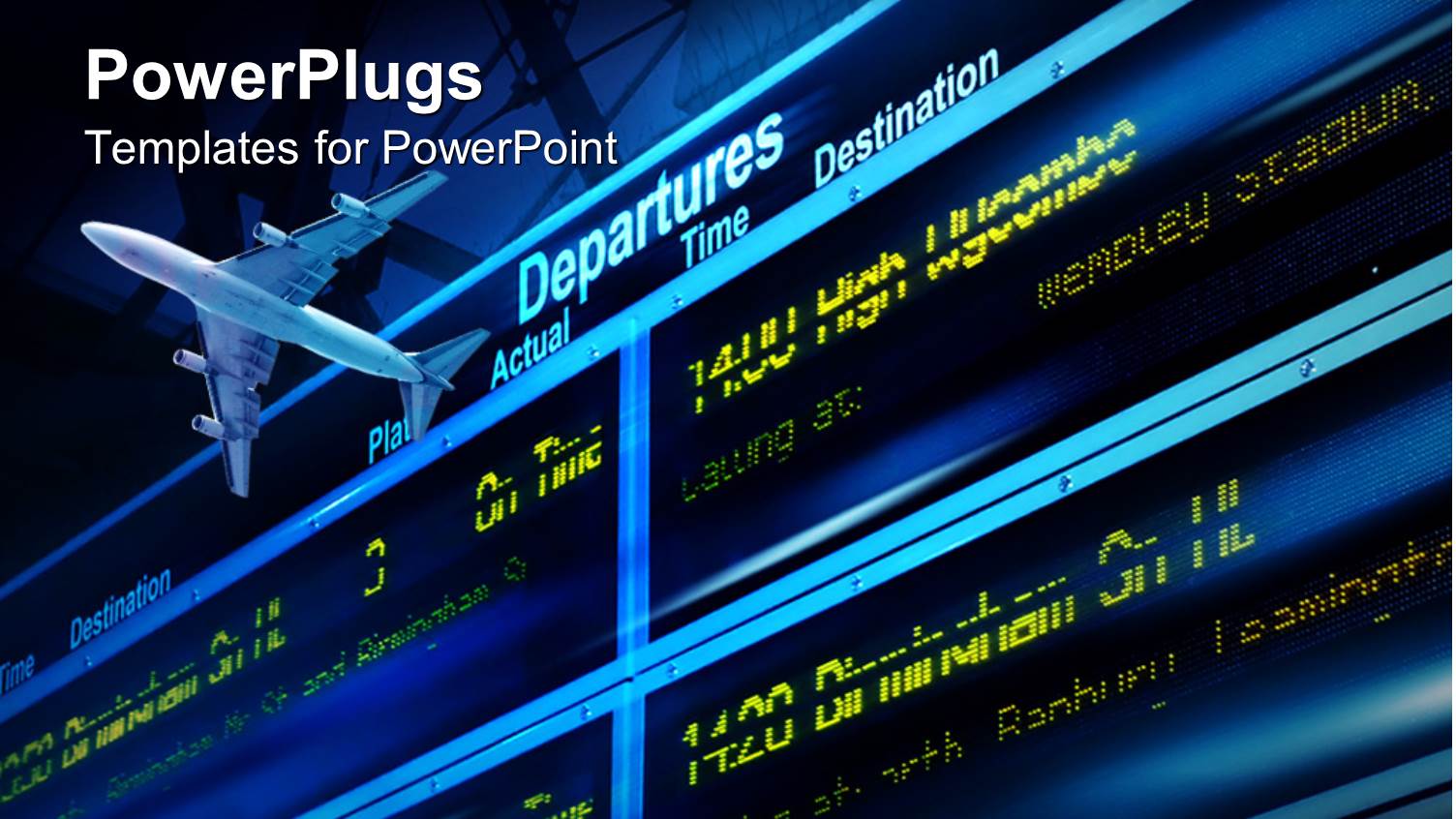 the Departure of an Airplane with Information Board in the Background