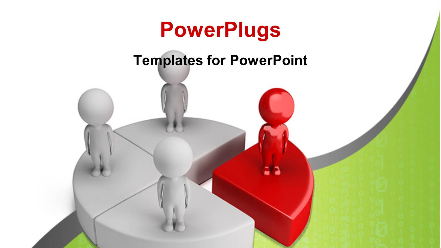 Depiction of 3D People Standing on Pie-Chart with Green Curve