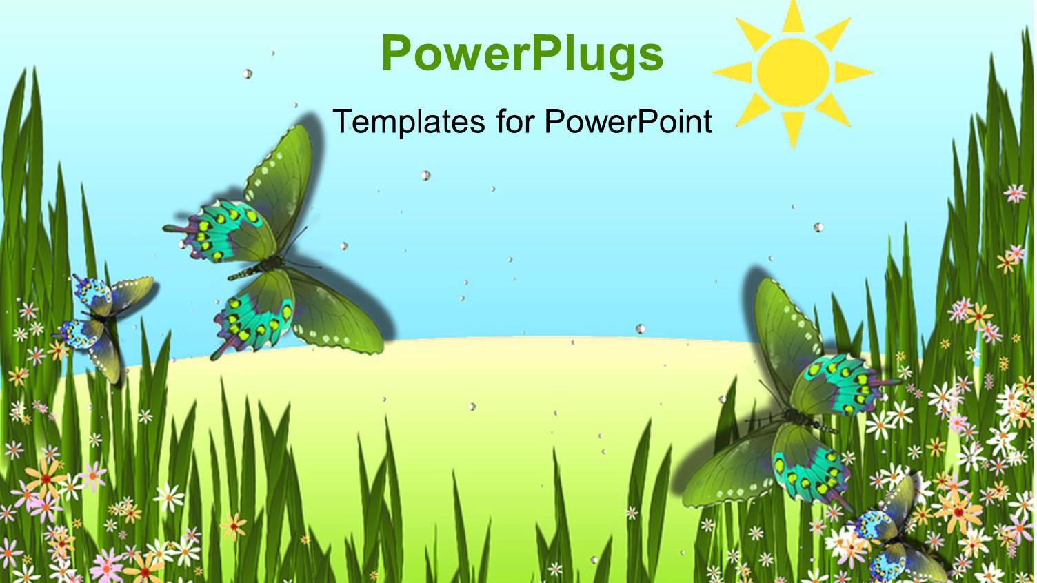 Depiction of Beautiful Butterflies in Flower Garden with Sunset Overhead 