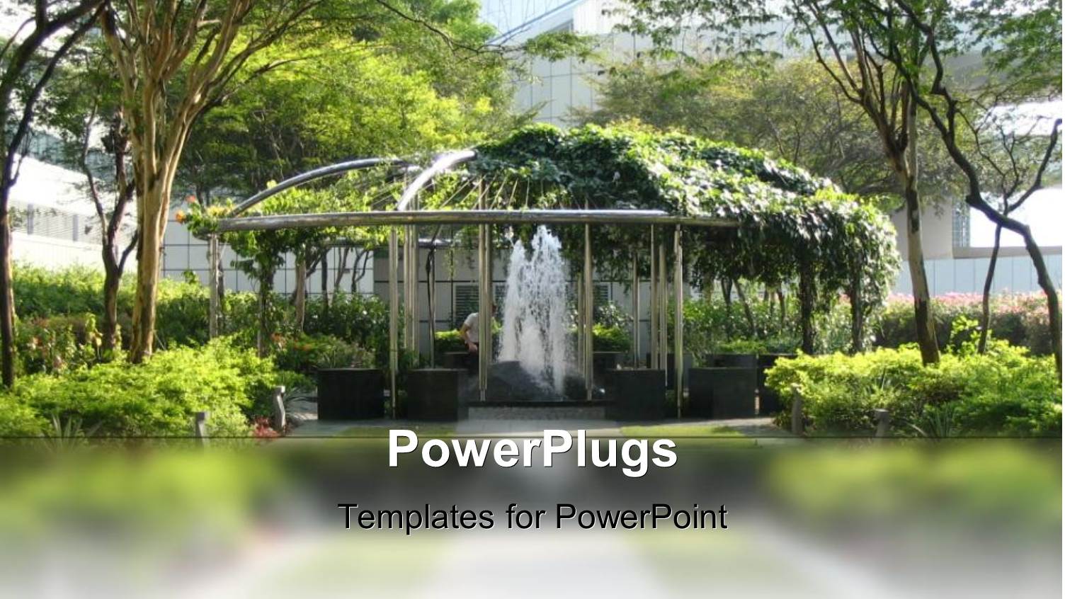 a Depiction of a Beautiful Garden with a Fountain in the Middle