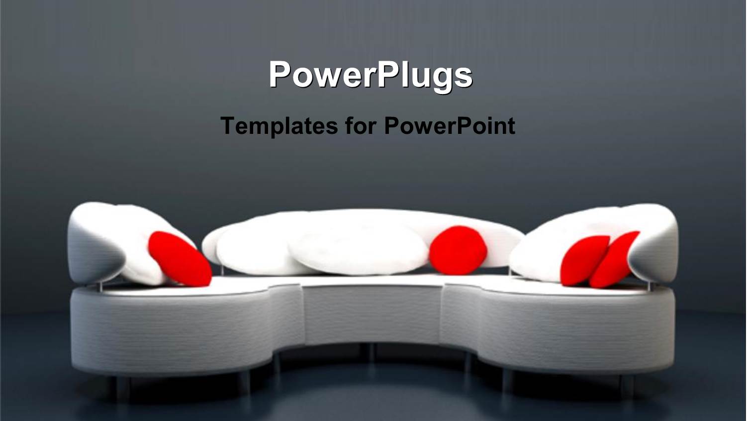 a Depiction of a big Sofa with Red and White Pillows on it