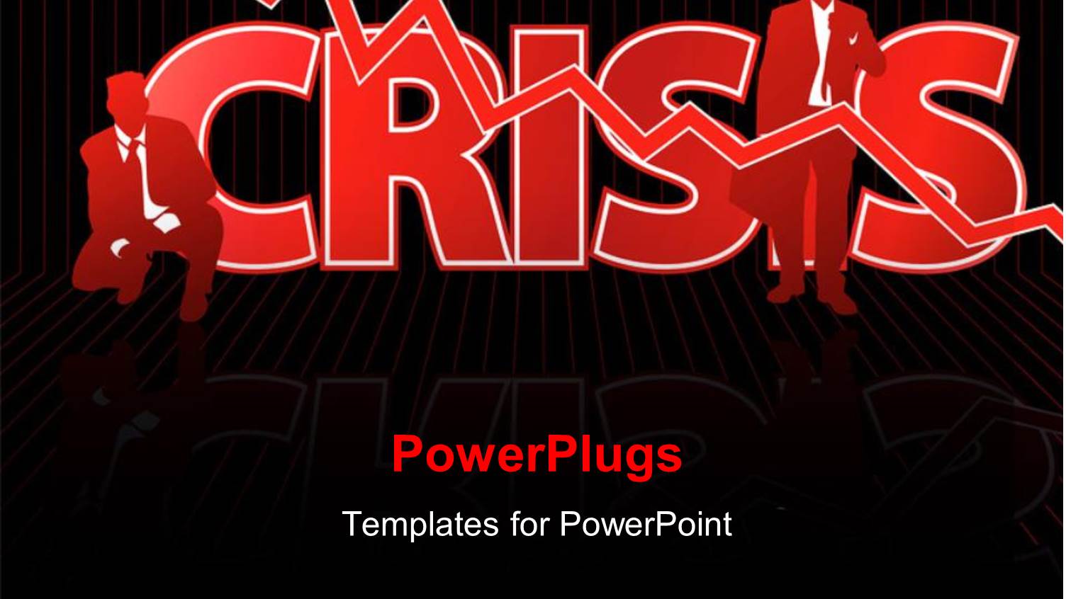 Depiction of Businessman in Financial Crisis with Downward Arrow