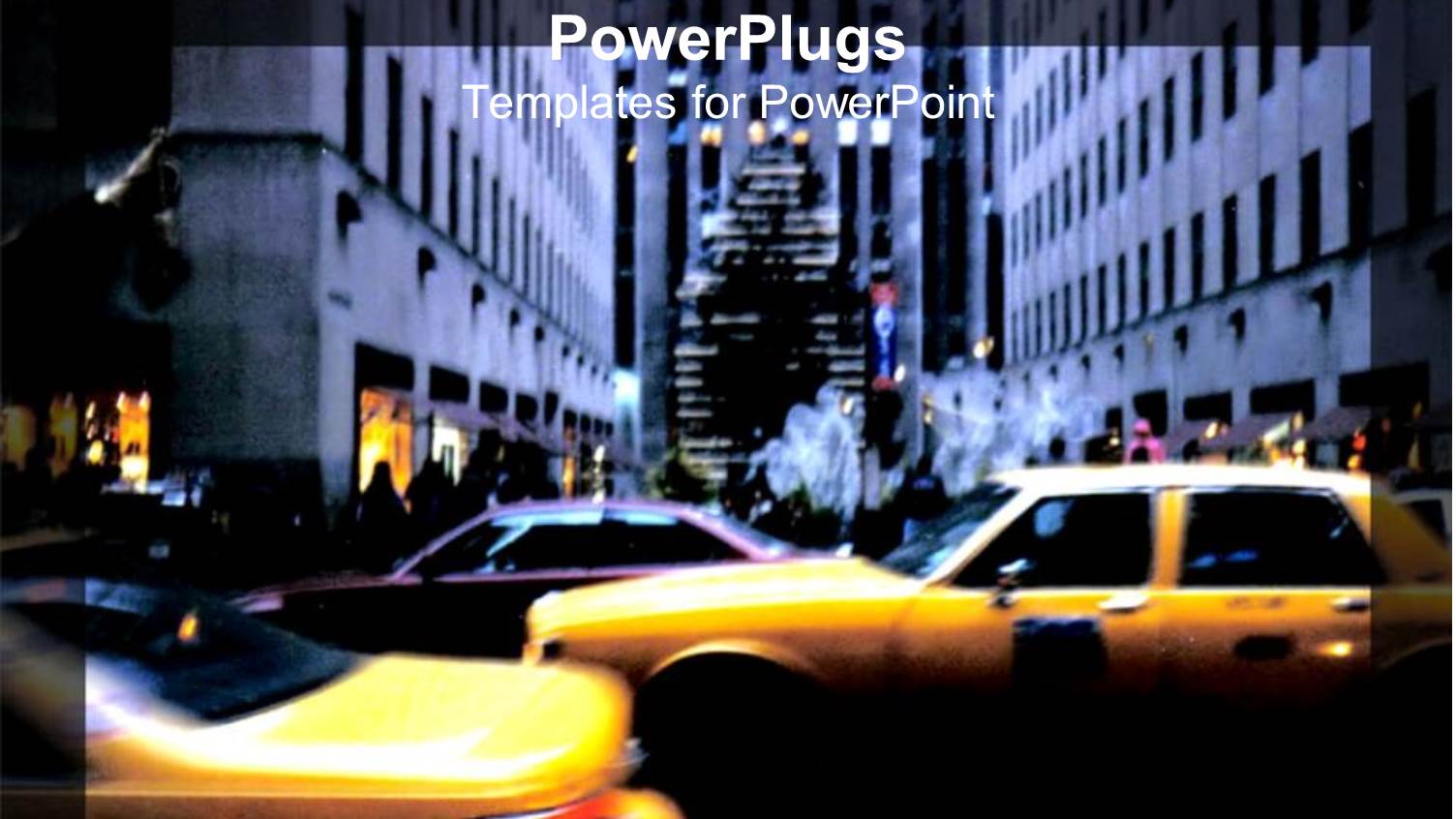 Depiction of a Busy Road with Taxis and People