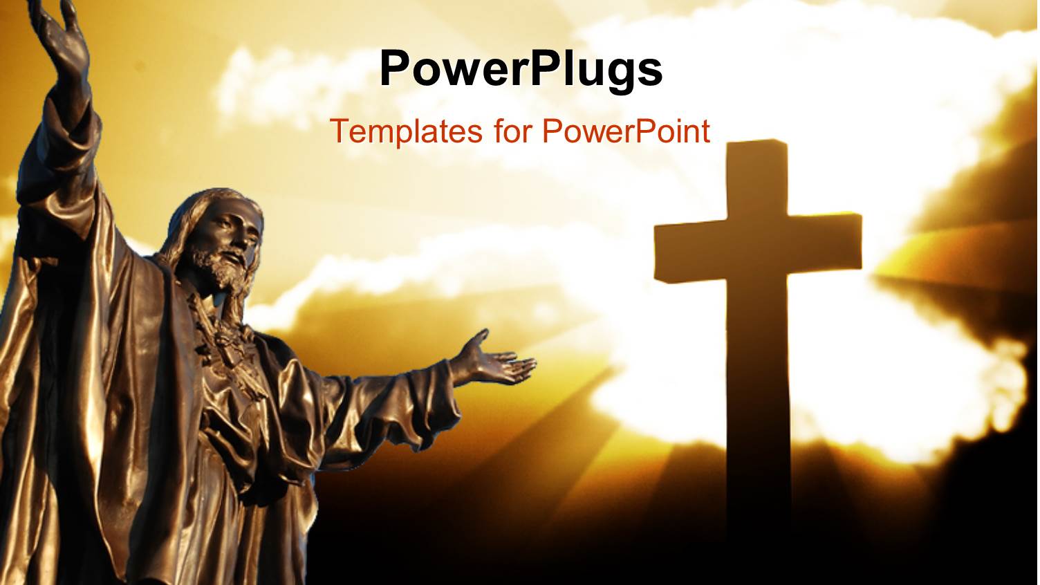 Depiction of Christ's Resurrection with Statue of Jesus and Cross