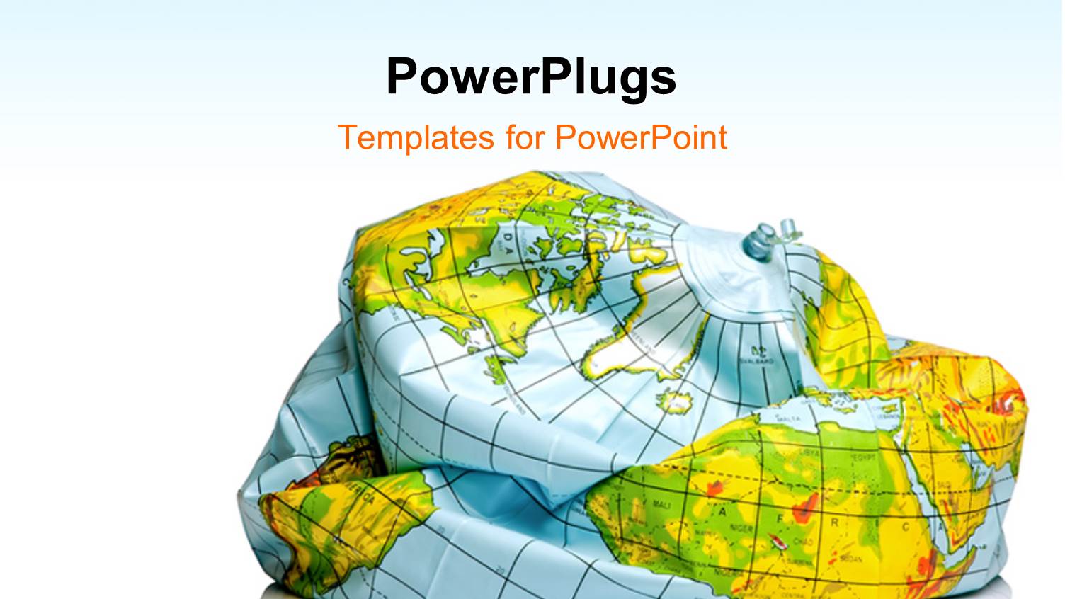Depiction of Deflated Earth Globe Over Light Blue Background