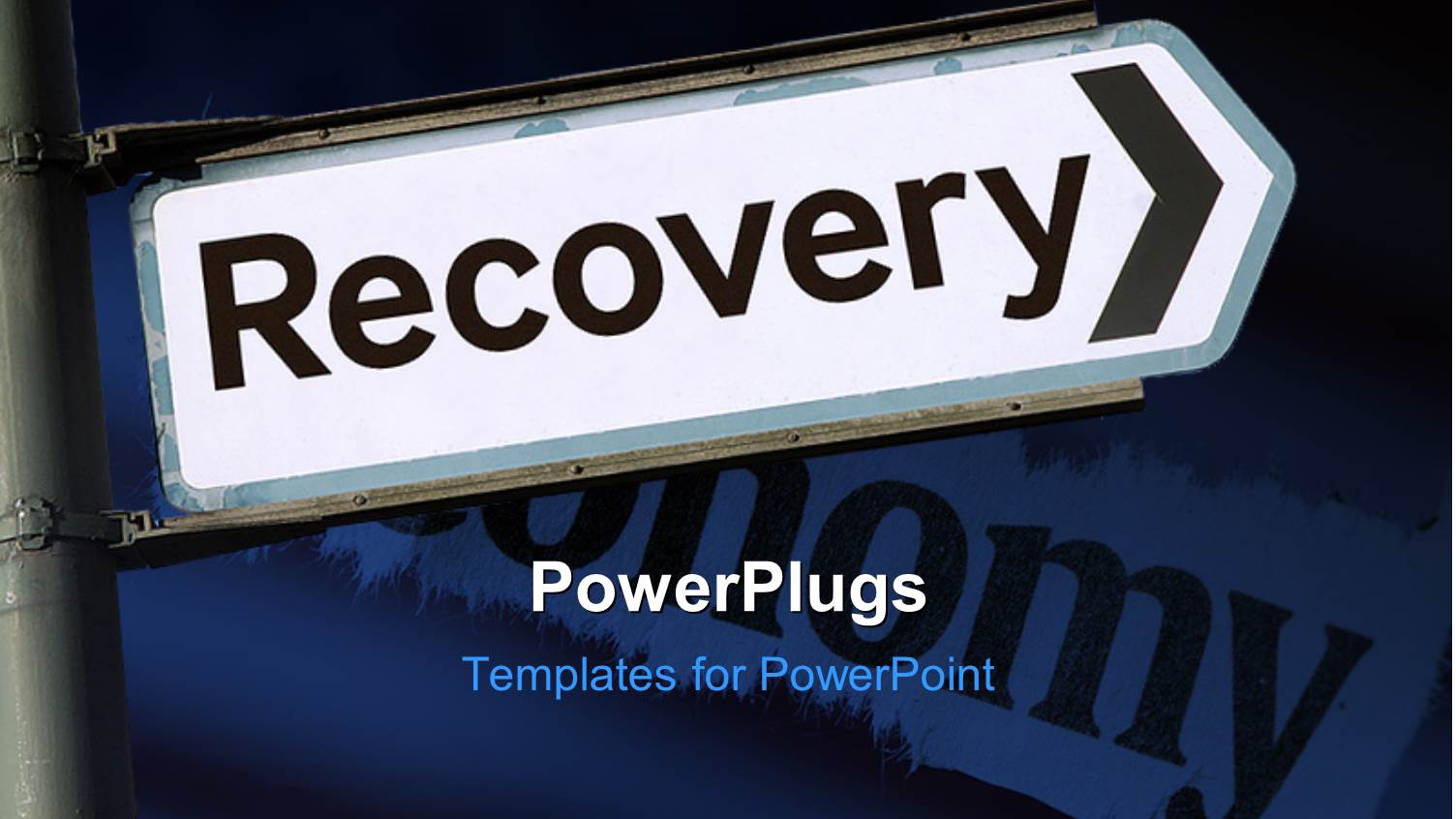 Depiction of Economic Recovery with Signpost Showing Path to Recovery 
