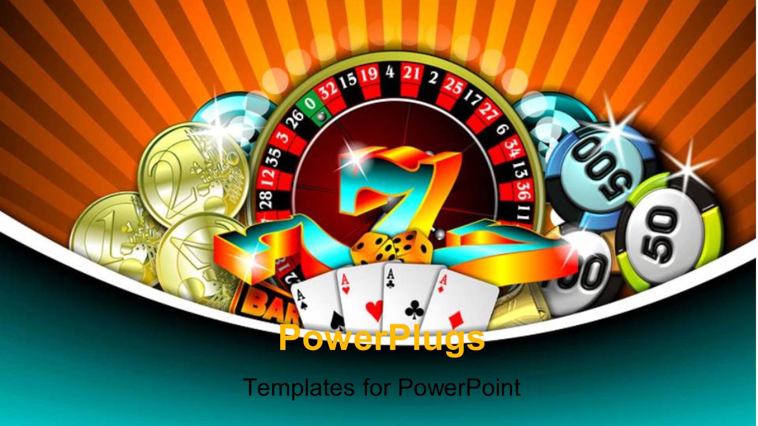 Depiction of Gambling with Chips Cards and Gold Coins on Rolling Table