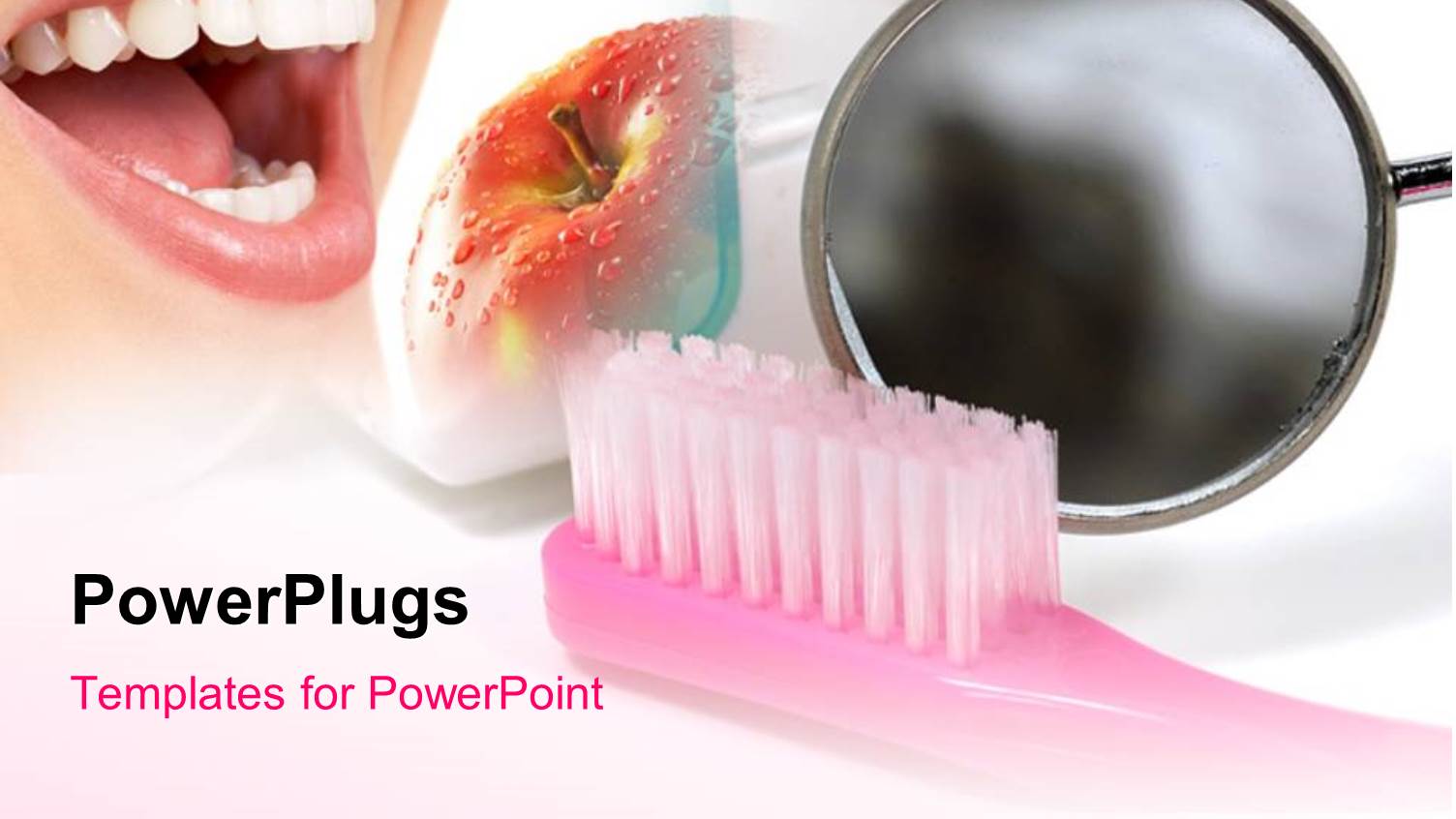 Depiction of Good Dentition with Toothbrush and Red Apple