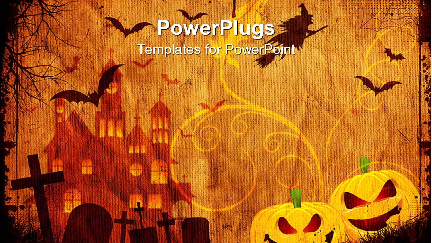 Depiction of Halloween with Bats in Sky and Carved Grapes