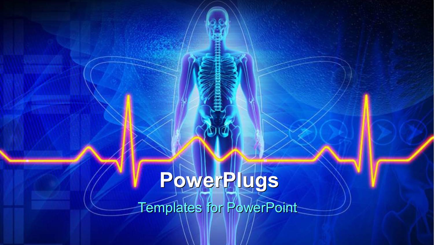 Depiction of a Human Anatomy with ECG Wave Placed Over a Technology Background