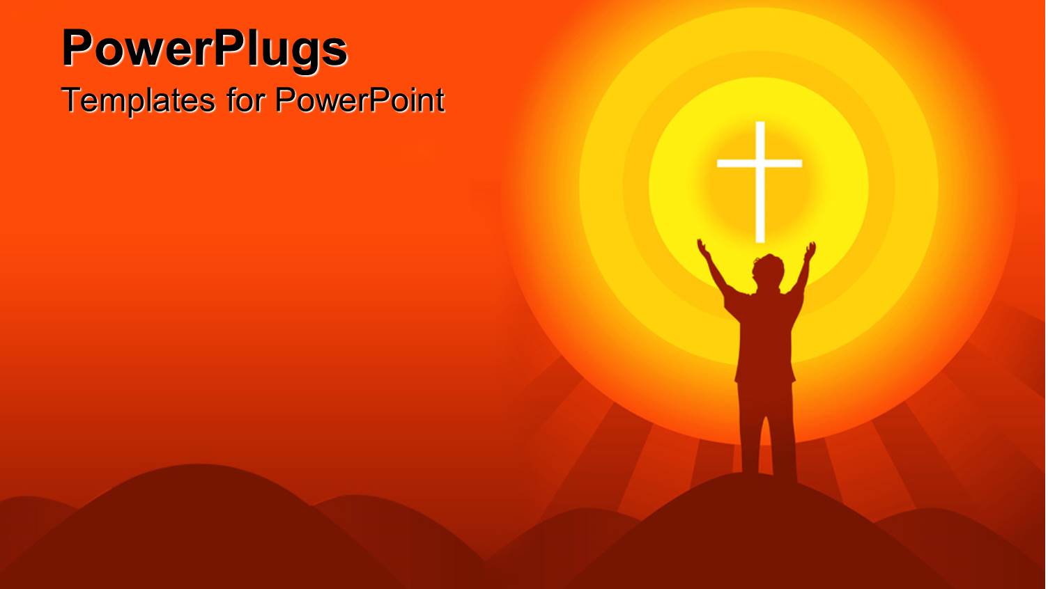 Depiction of a Human with Both Hands Stretched Toward a Cross