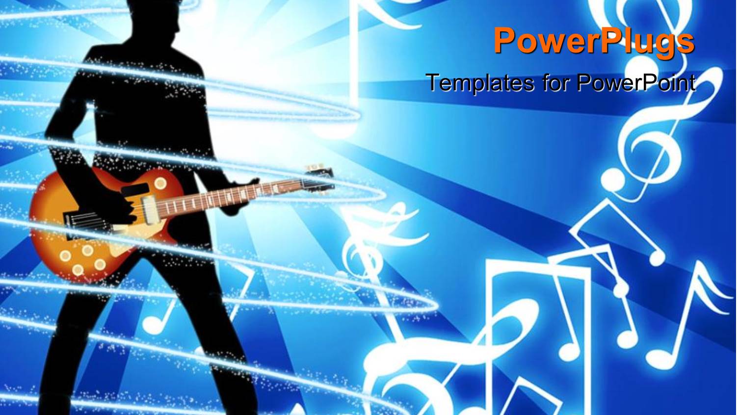 Depiction of Human Figure Playing a Guitar on a Blue Background