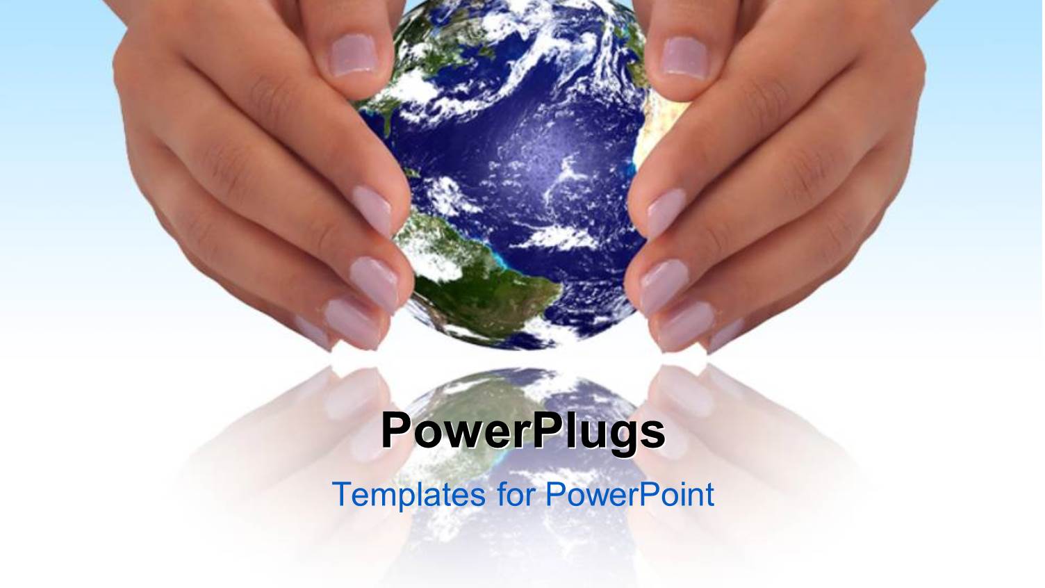 Depiction of Human Hands Protecting Blue Earth Globe 