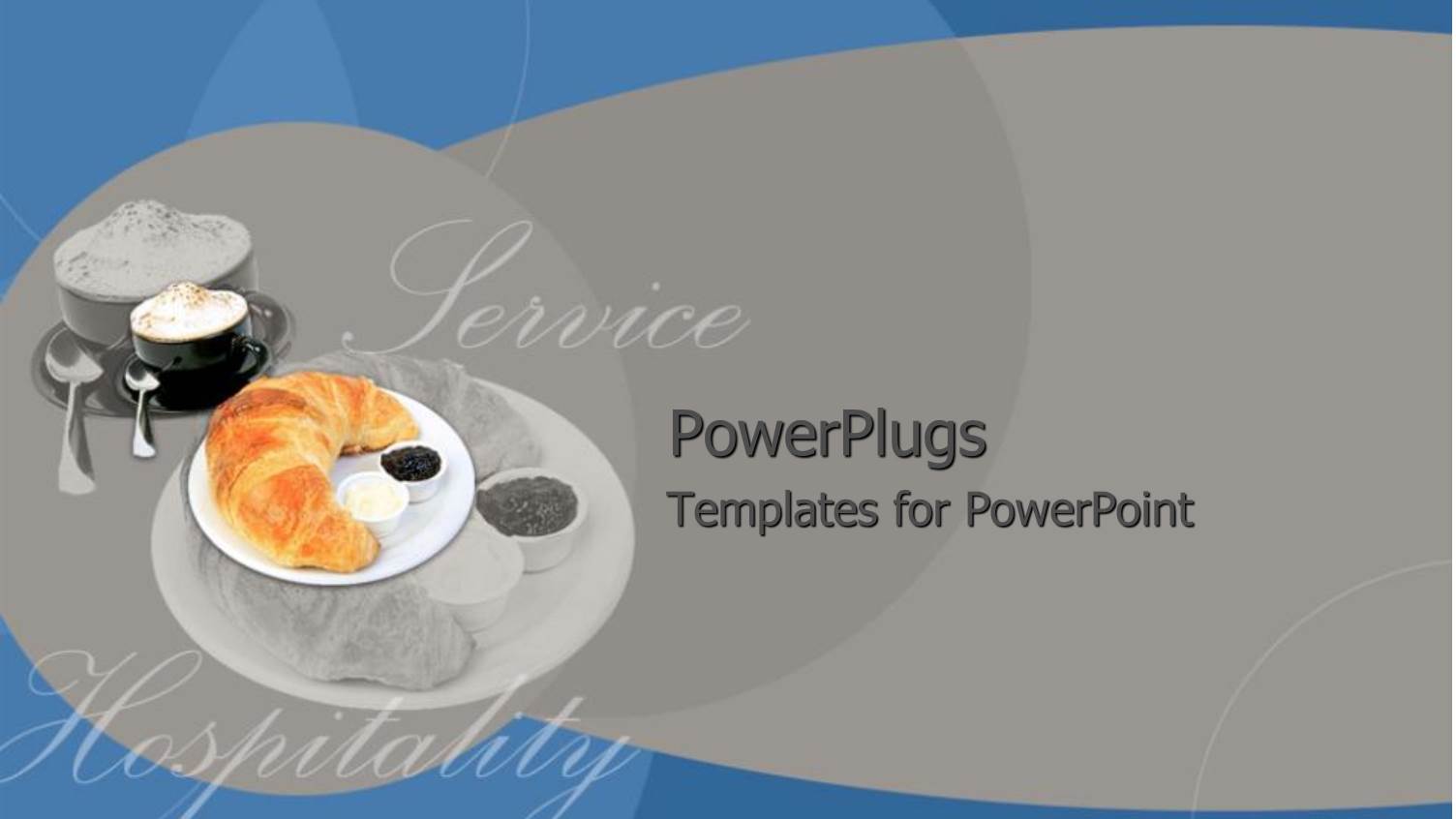 Depiction of Kitchen Utensils with Food and an Hospitality Service Text