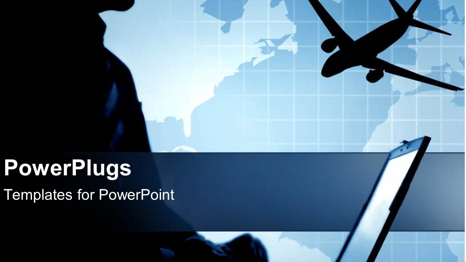 Depiction of a Male with a Laptop and a Plane Flying Past