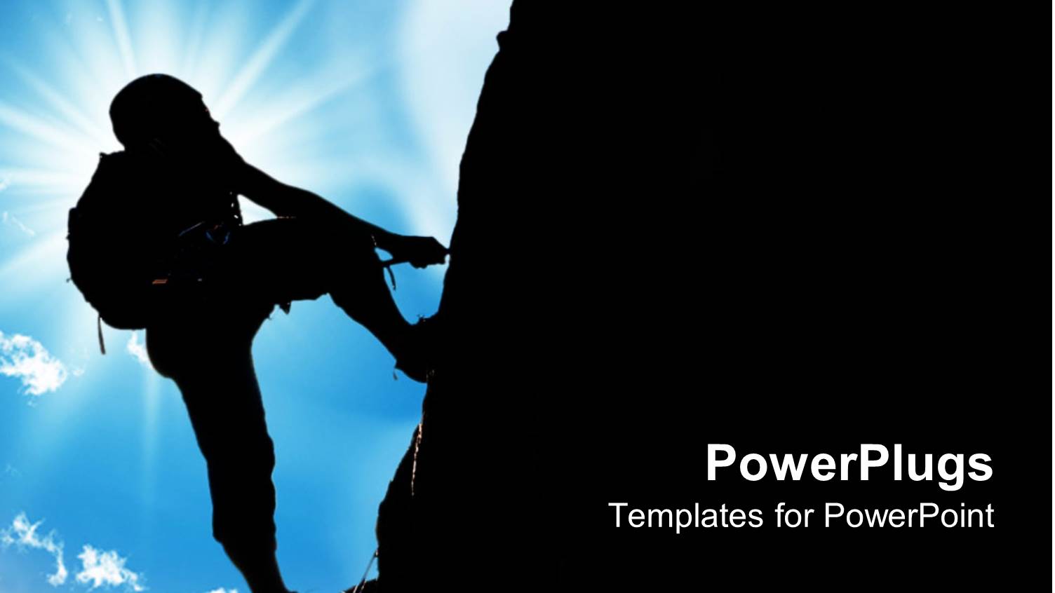 Depiction of a Man Climbing a Mountain on a Sunny Day