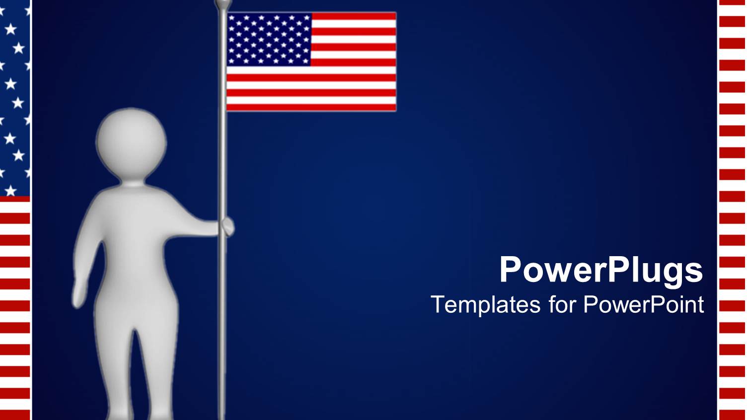 Depiction of Man Holding American Flag on Navy Blue Background