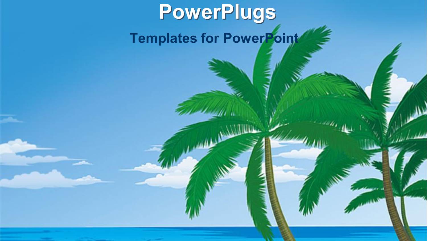 Depiction of Palm Trees on a Beach with Blue Sea and Sky