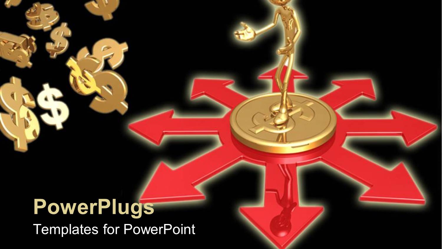 Depiction of a Person Standing on a Golden Dollar Coin