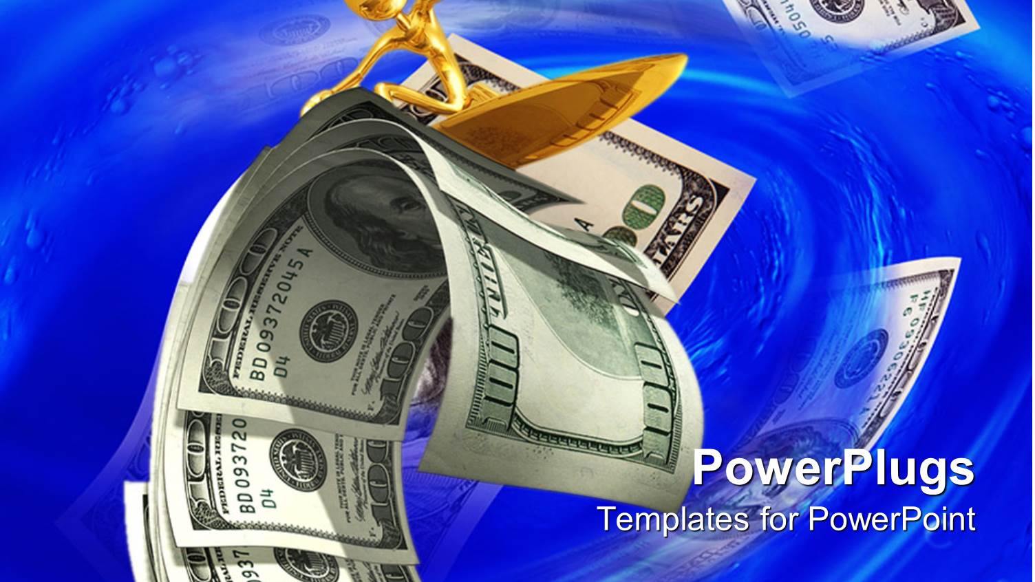 Depiction of a Person Surfing on Waves of Dollar Bills