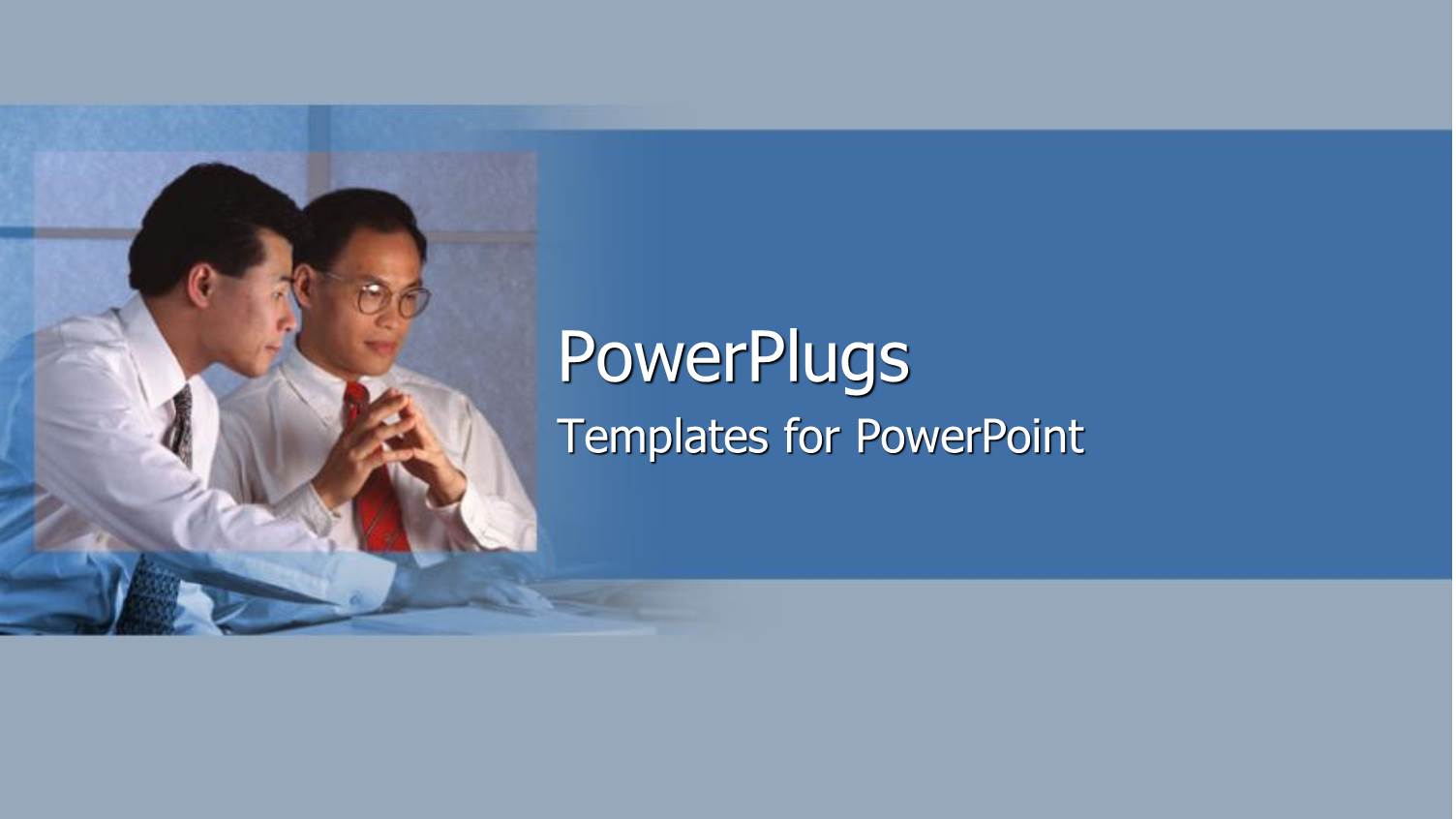 Depiction of a Plain Blue and White Background with Two People