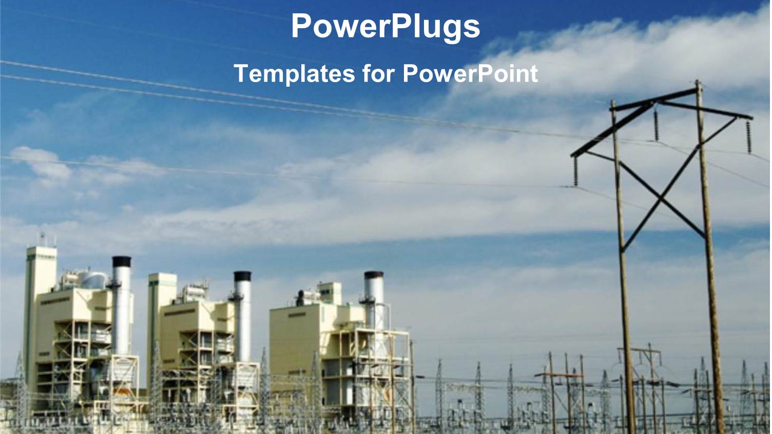 a Depiction of Power Plants and Clouds in the Background