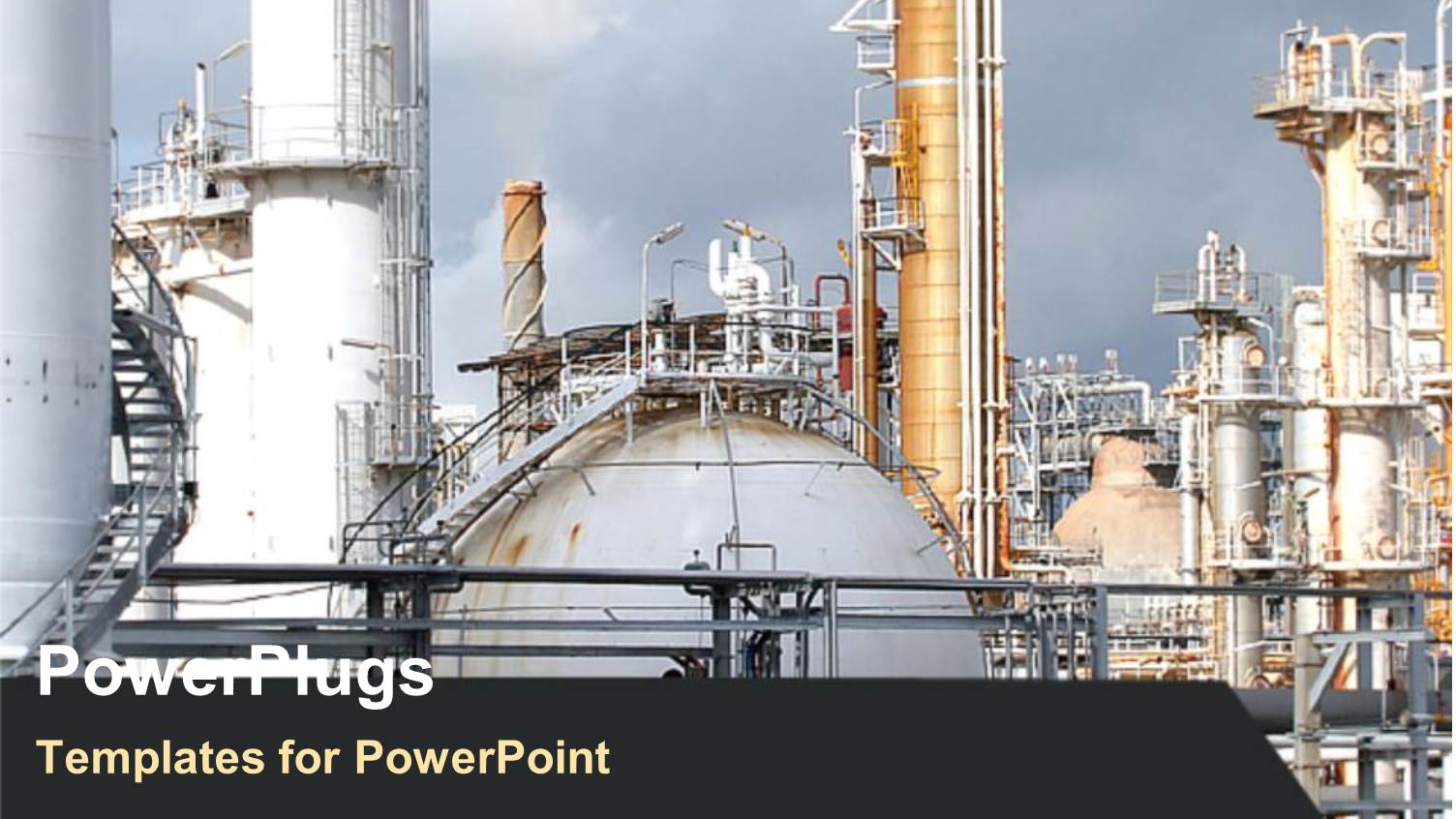 Depiction of a Refinery Plant on a Sky Background