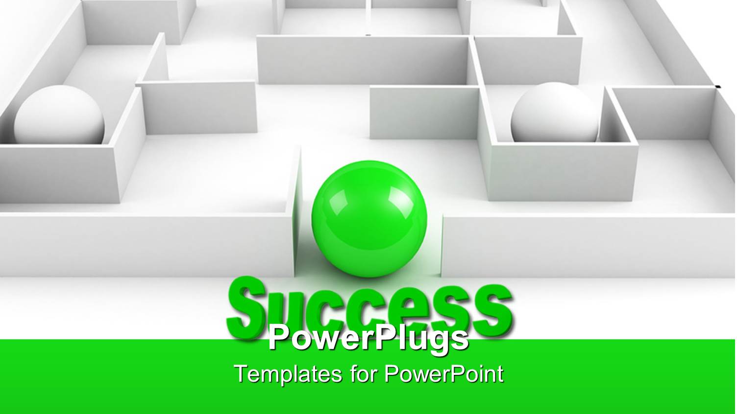 Depiction of Success with Green Ball Showing Way Out of Labyrinth