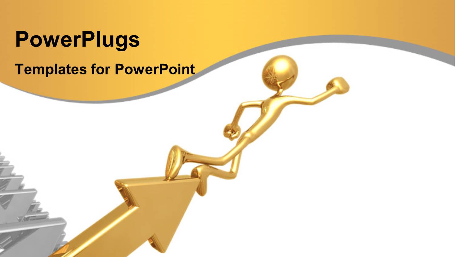 Depiction of Successful Man with Gold 3D Man on Distinct Arrow Head