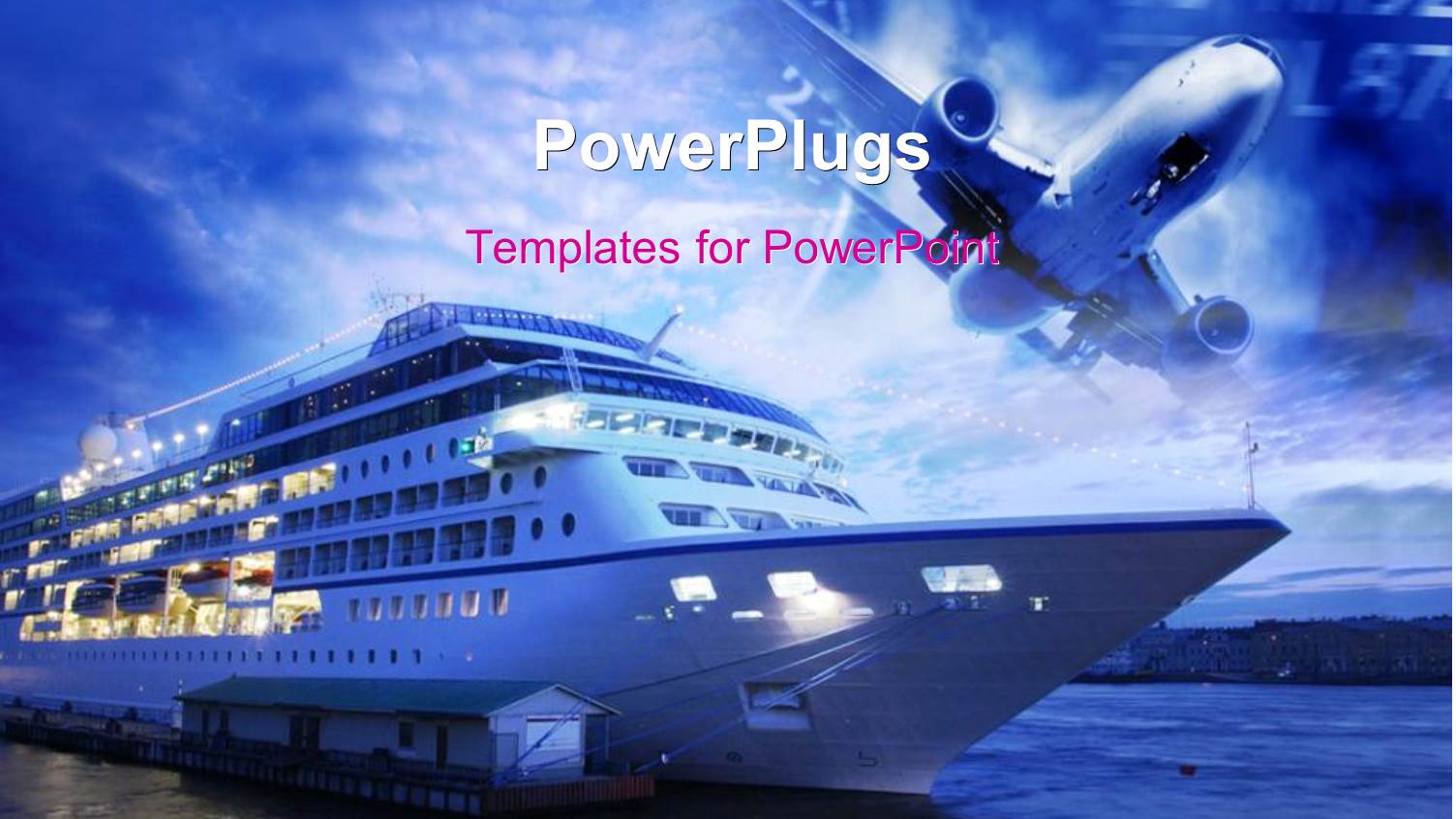 Depiction of Transportation with Airline Flying Over Ocean Liner 