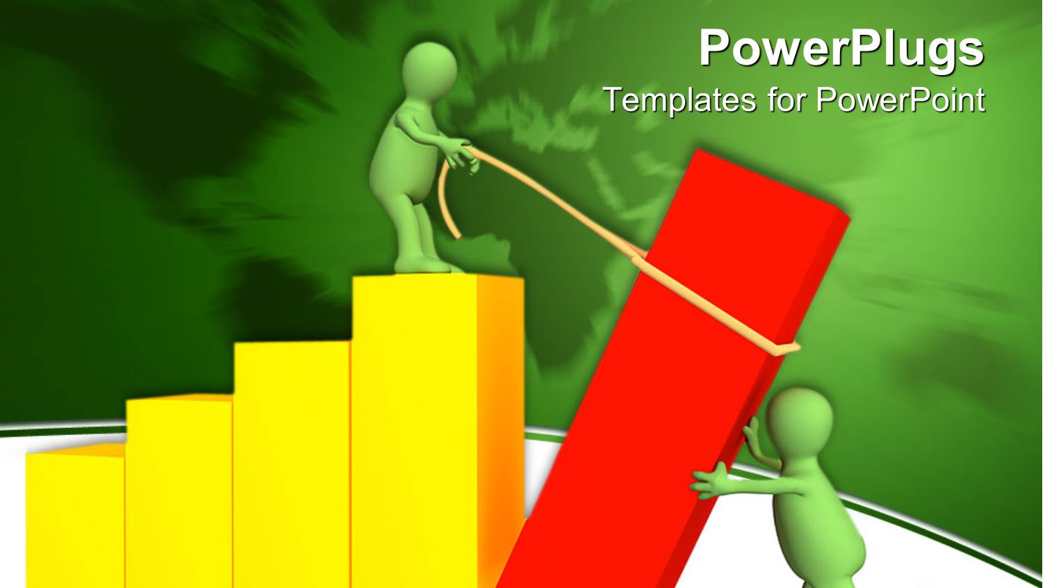 Depiction of Two People Trying to Arrange a Bar Chart