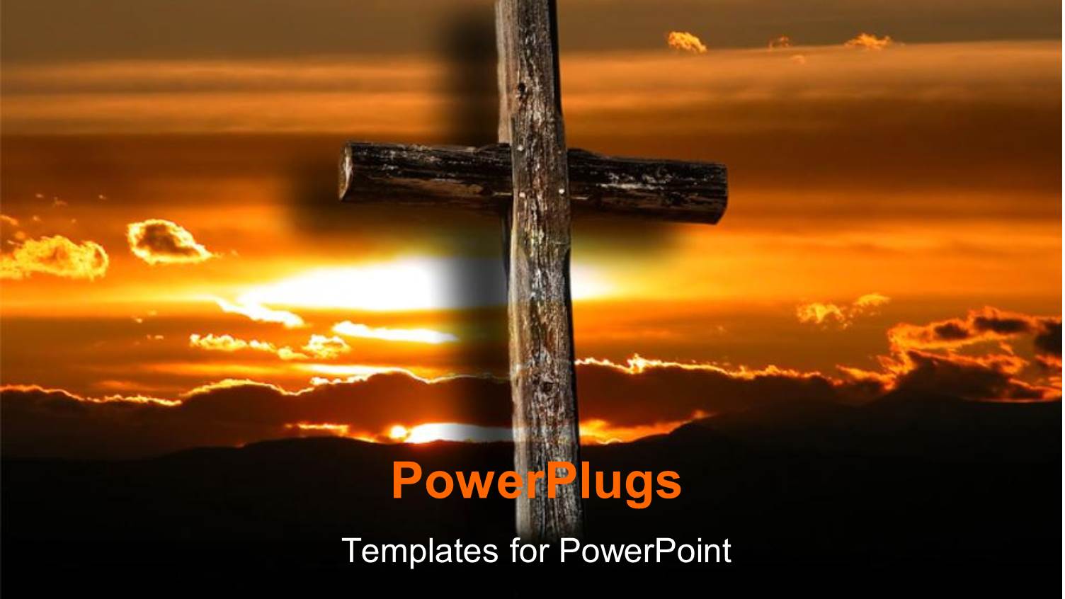 Depiction of Wooden Cross Over Beautiful Sunrise