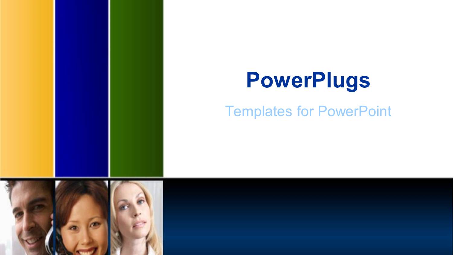 Depictions of Business Men and Women on Yellow, Green, Blue Background