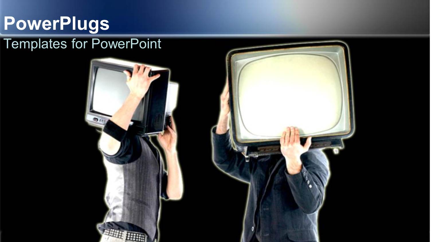 Depictions of Two Men Holding Retro Televisions on their Shoulders on Black Background