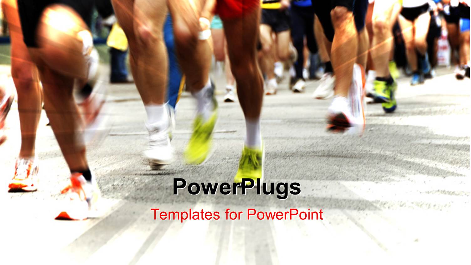 Detail of the Legs of Runners at the Start of a Marathon Race with Zoom-in Effect