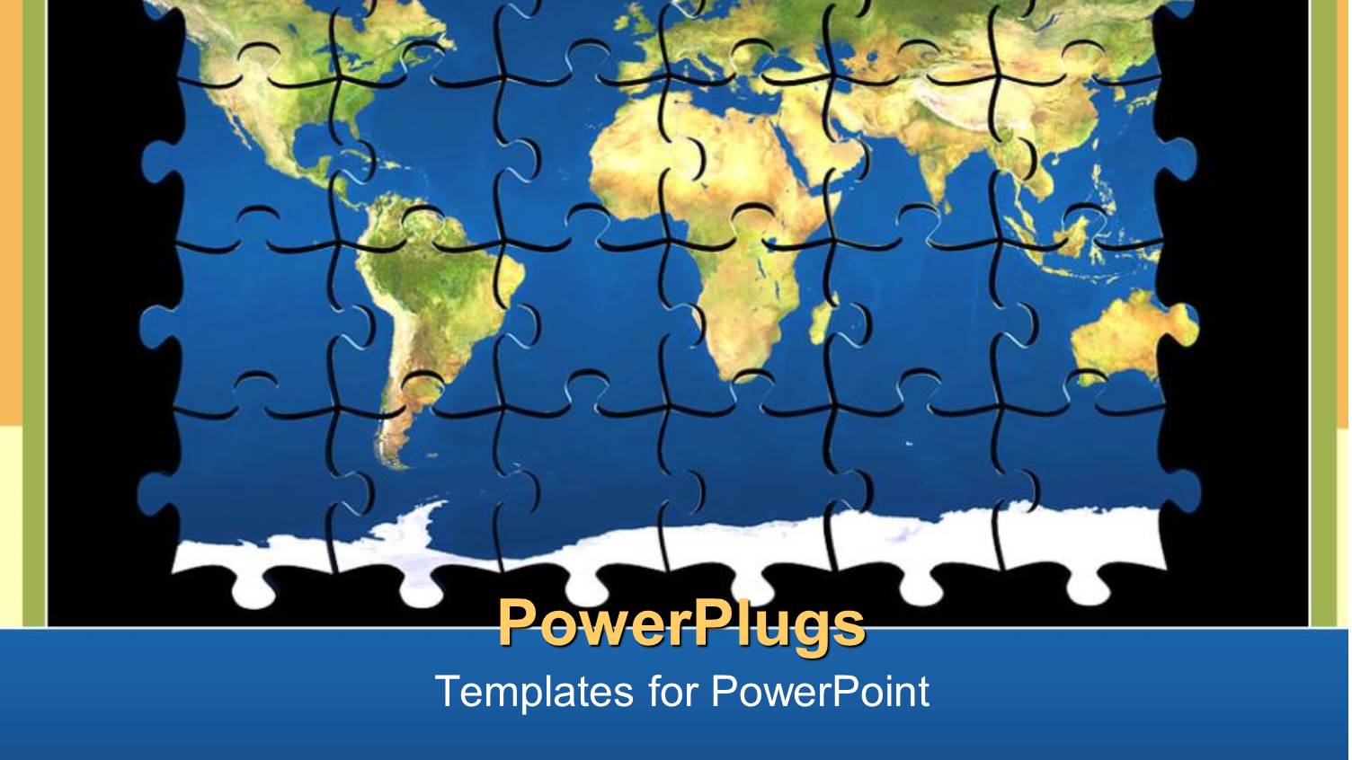 Detailed Color Map in Assembled Jigsaw Puzzle Pieces on Solid Black Background, 