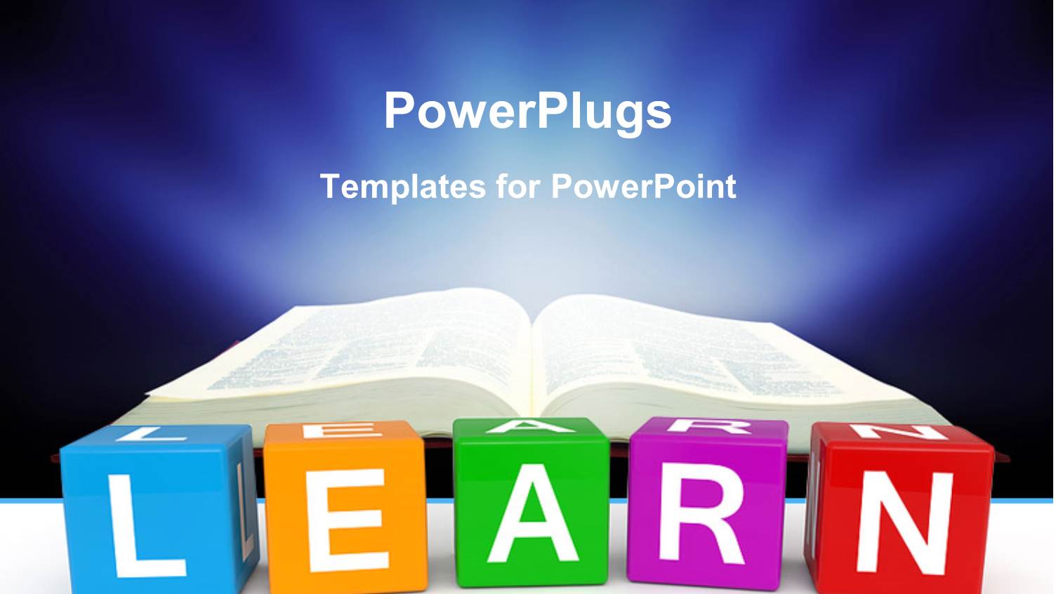 Different Color Cubes with Learn Keyword and Open Book Over Dark Background