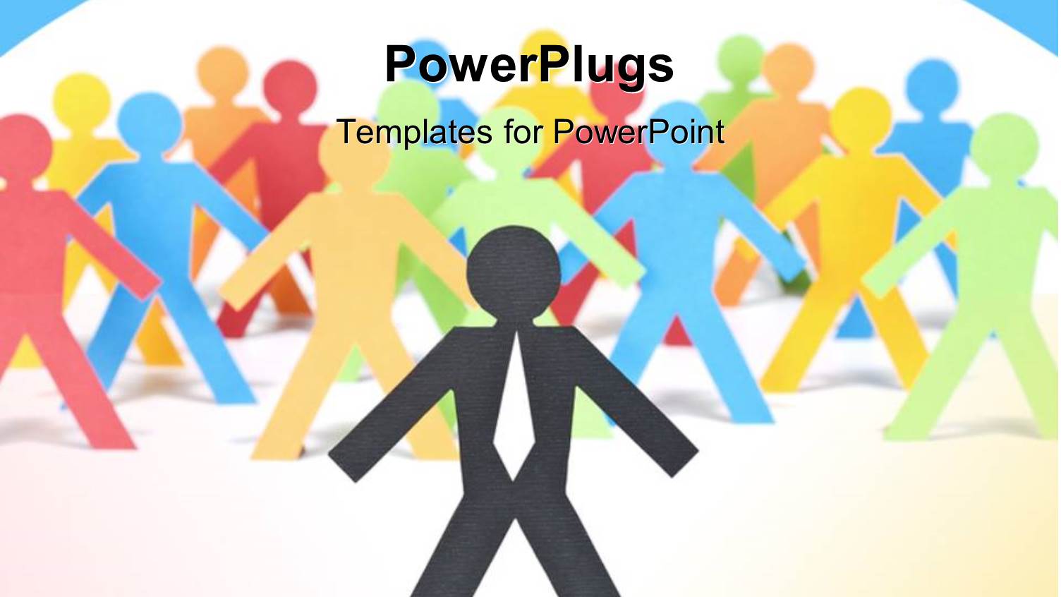 Different Colored Paper Men Stand Together with Leader Over White Background