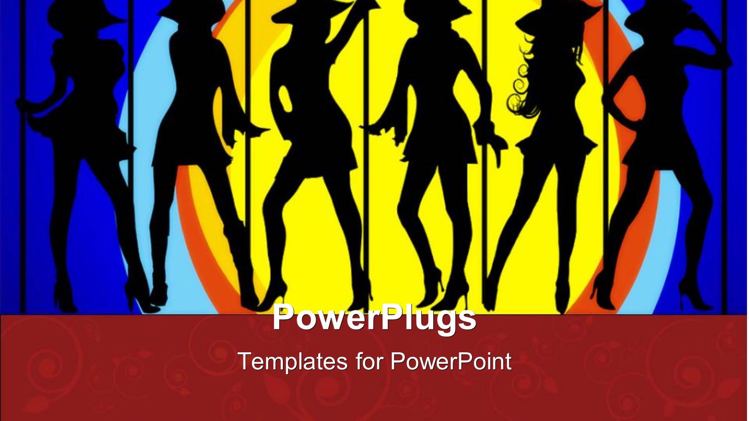 Different Tiles with Ladies Dancing on a Blue Background