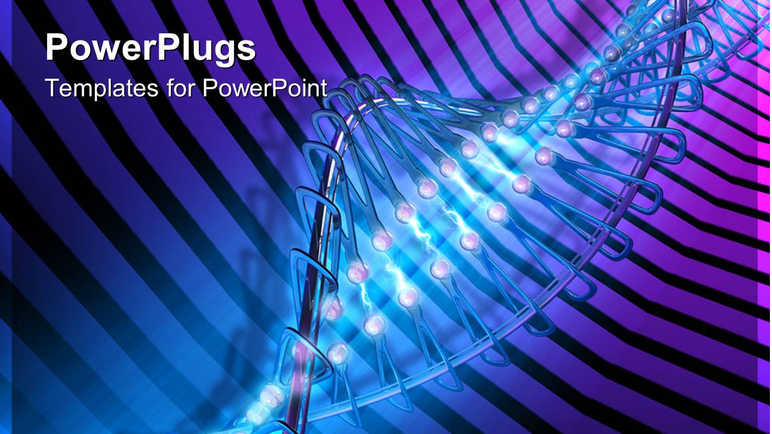 Digital Concept of a Metallic DNA Strand on Black Striped Background