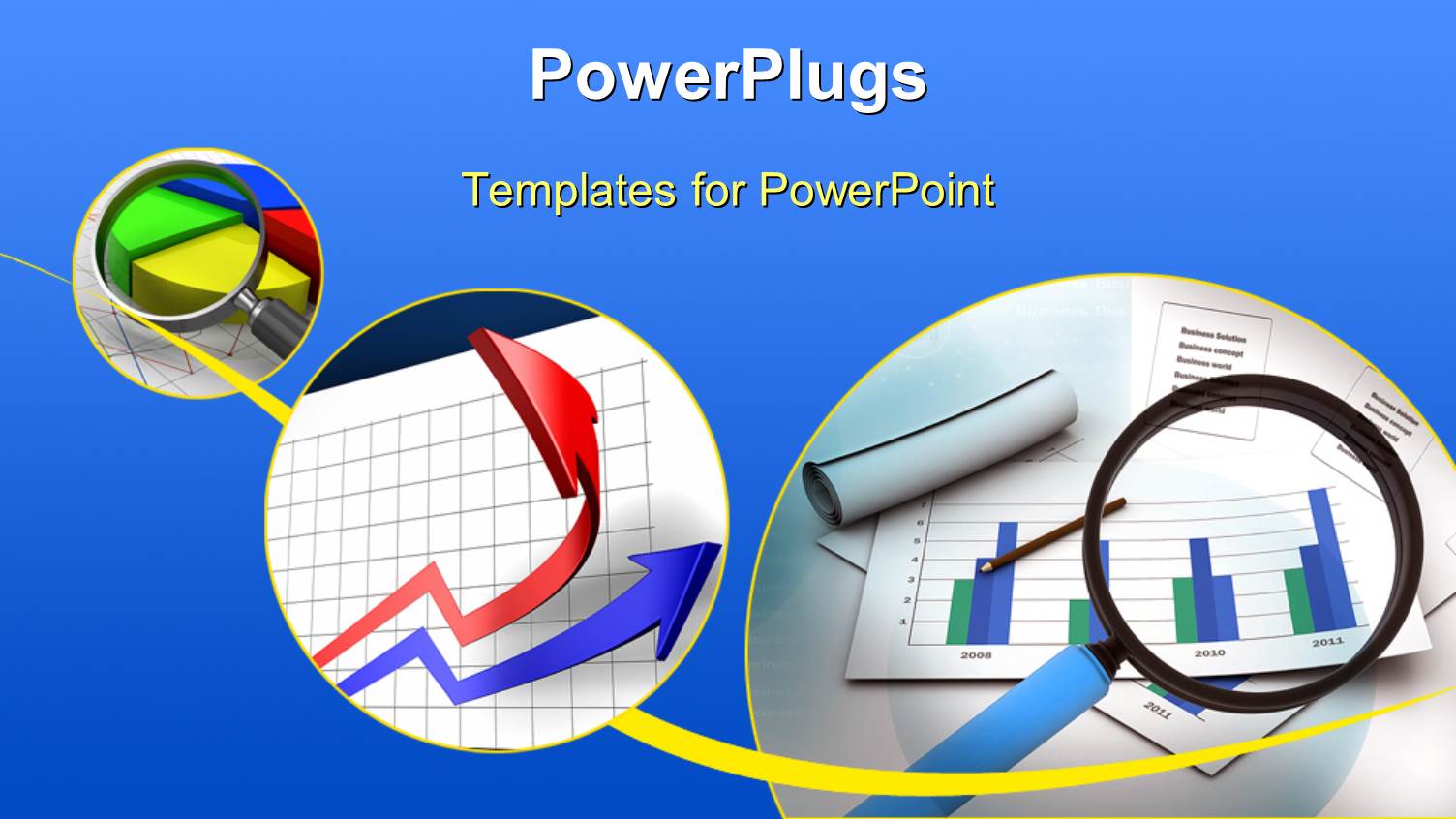 Business Charts and Documents Over Solid Blue Background