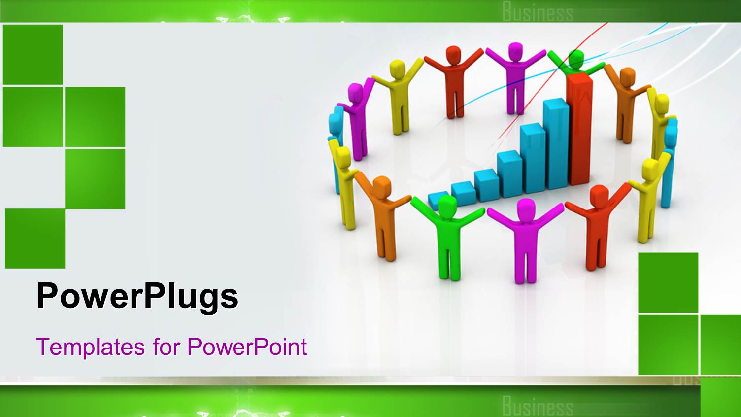 Colorful 3D Men Hold Hands Around Financial Chart in Grey Background