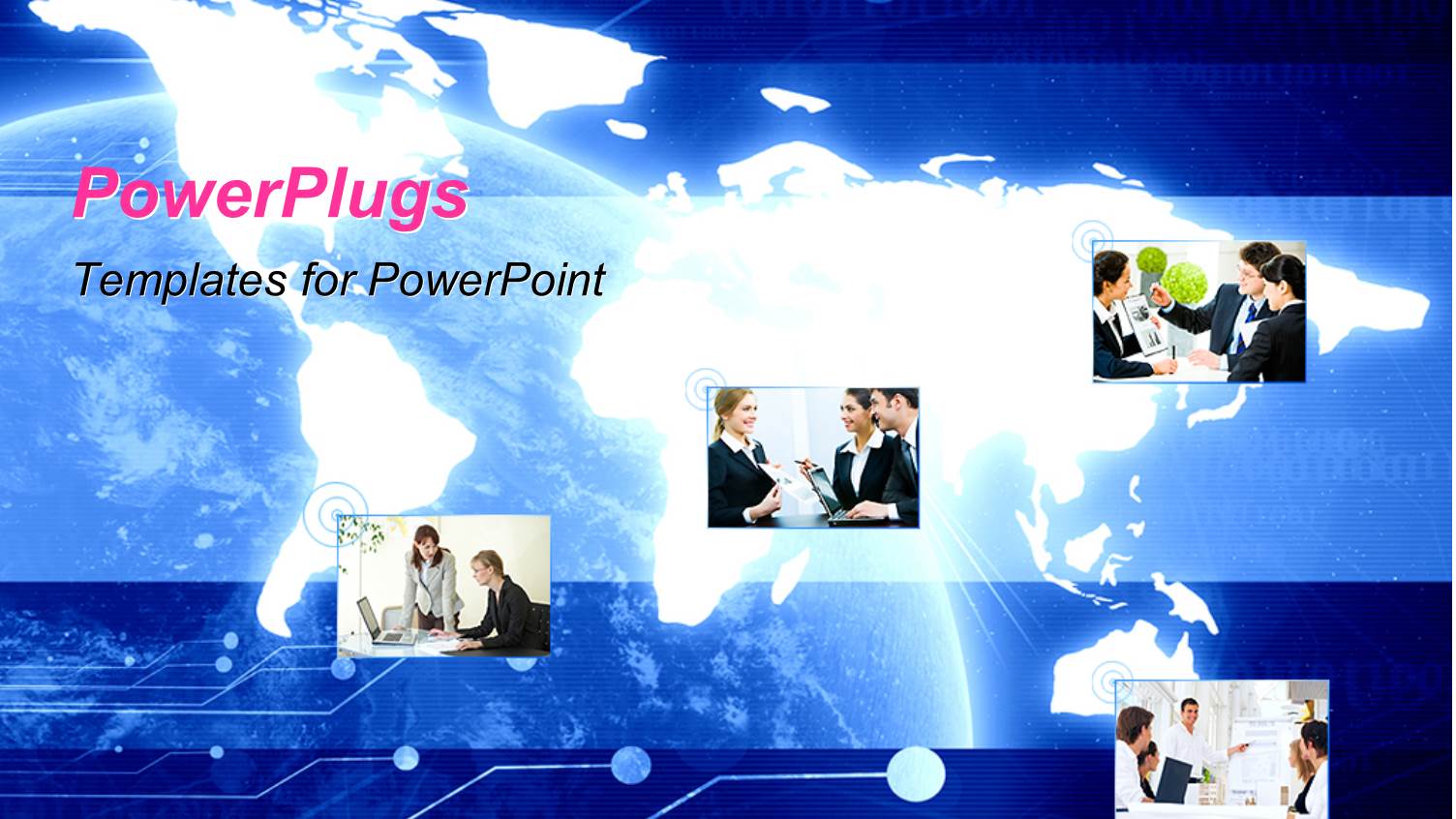 Digital Depiction with Collage of Business Communication on Blue Background