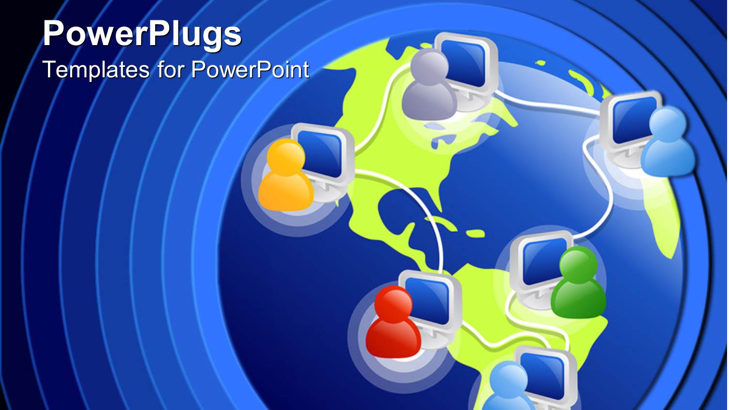 Digital Depiction of Globe with Colorful Figures at Computer Representing Concept of Communication Over the Internet